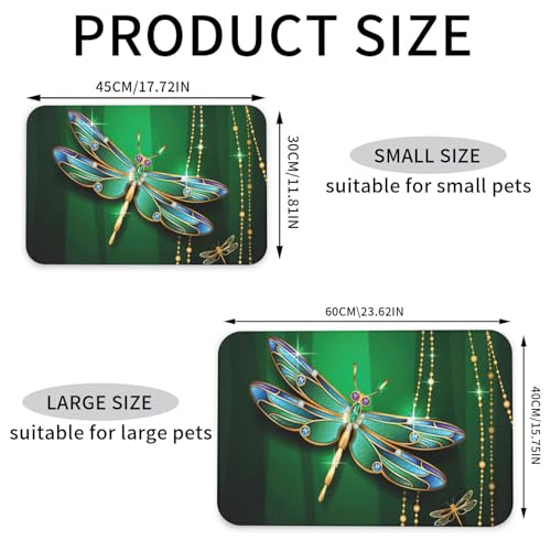 Tapis d'alimentation libellule en cuir PU pour chien et chat