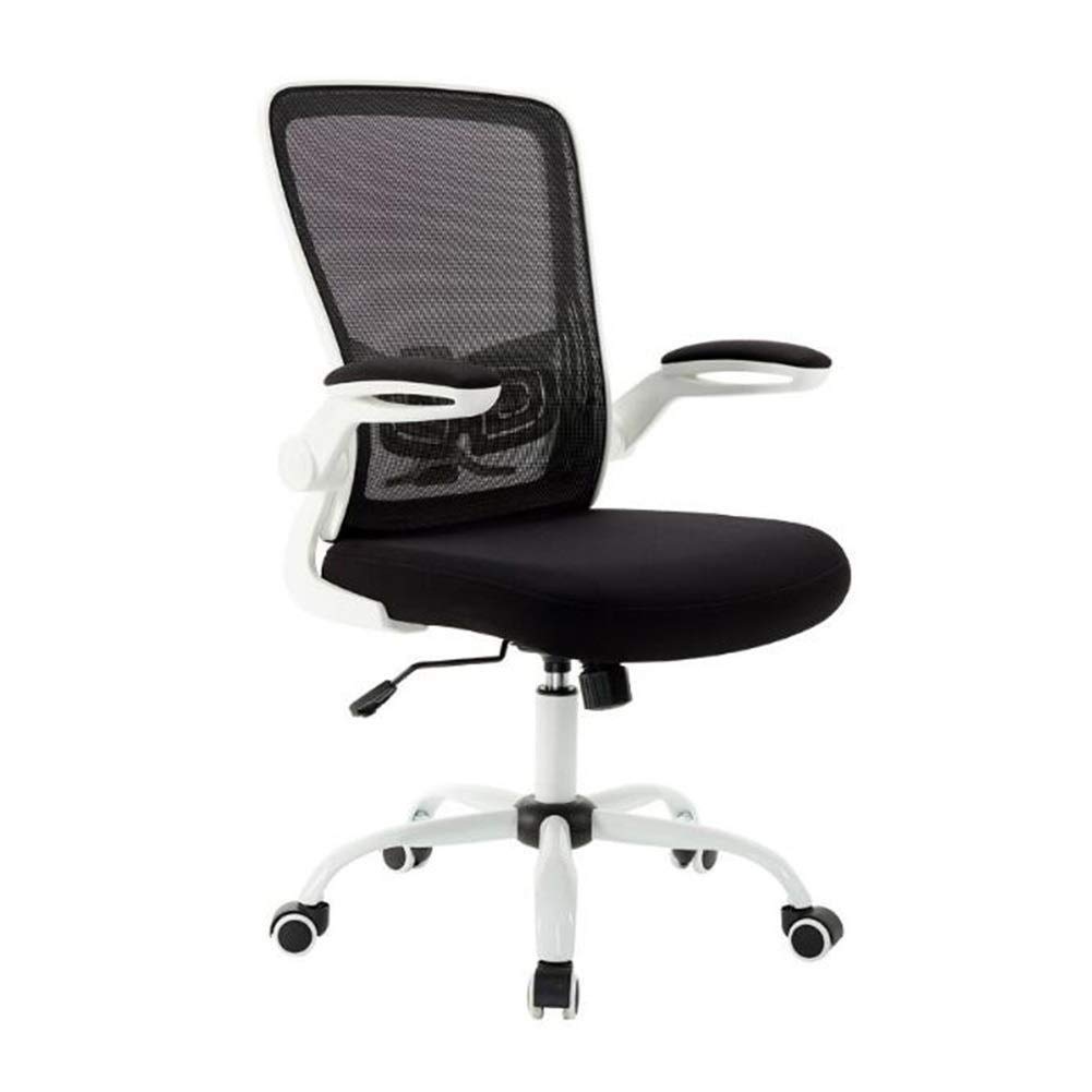 Krzesło Biurkowe Siatkowe Obrotowe Ergonomiczne Krzesła Biurkowe, Regulowane Krzesło Biurkowe z Podnoszonymi Podłokietnikami Krzesło Biurkowe Komputerowe (Kolor: Czarny + Biały)