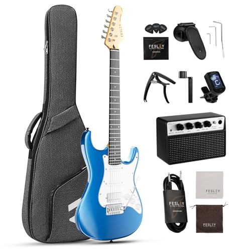 Fesley 39 Inch Electric Guitar: Beginner Electric Guitar Kit with HSS Pickup, Full Size Solid Body...