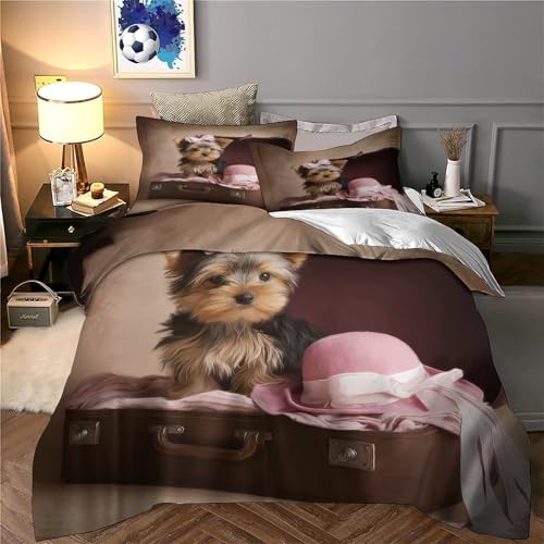Housse de couette chiot mignon lit double pour des nuits cocooning
