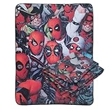 Classic Imports, Inc Bazillion Dreams Marvel Deadpool Faces Fleece Softest Comfy Throw Blanket for Adults & Kids| Measures 60 x 45 Inches