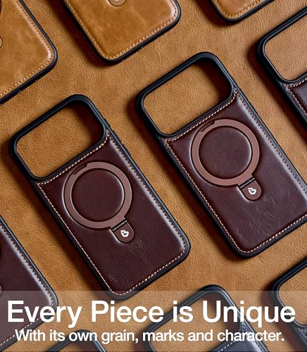 Coque cuir iPhone 17 Pro Max marron rustique pour le bureau - 2