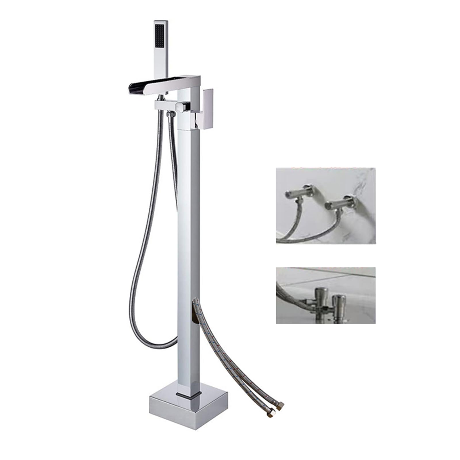Robinet de baignoire sur pied manette unique pour ajuster la température