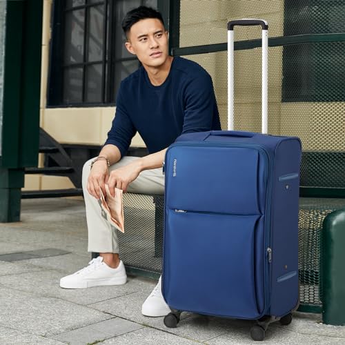 Image of Hanke Softside Expandable Luggage 16 /20 /24 /28 Inch Carry On Luggage for Travel Checked Luggage Suitcases with Wheels TSA Luggage Large Suitcase, Blue, 24 Inch Checked in, Softside Expandable Luggage