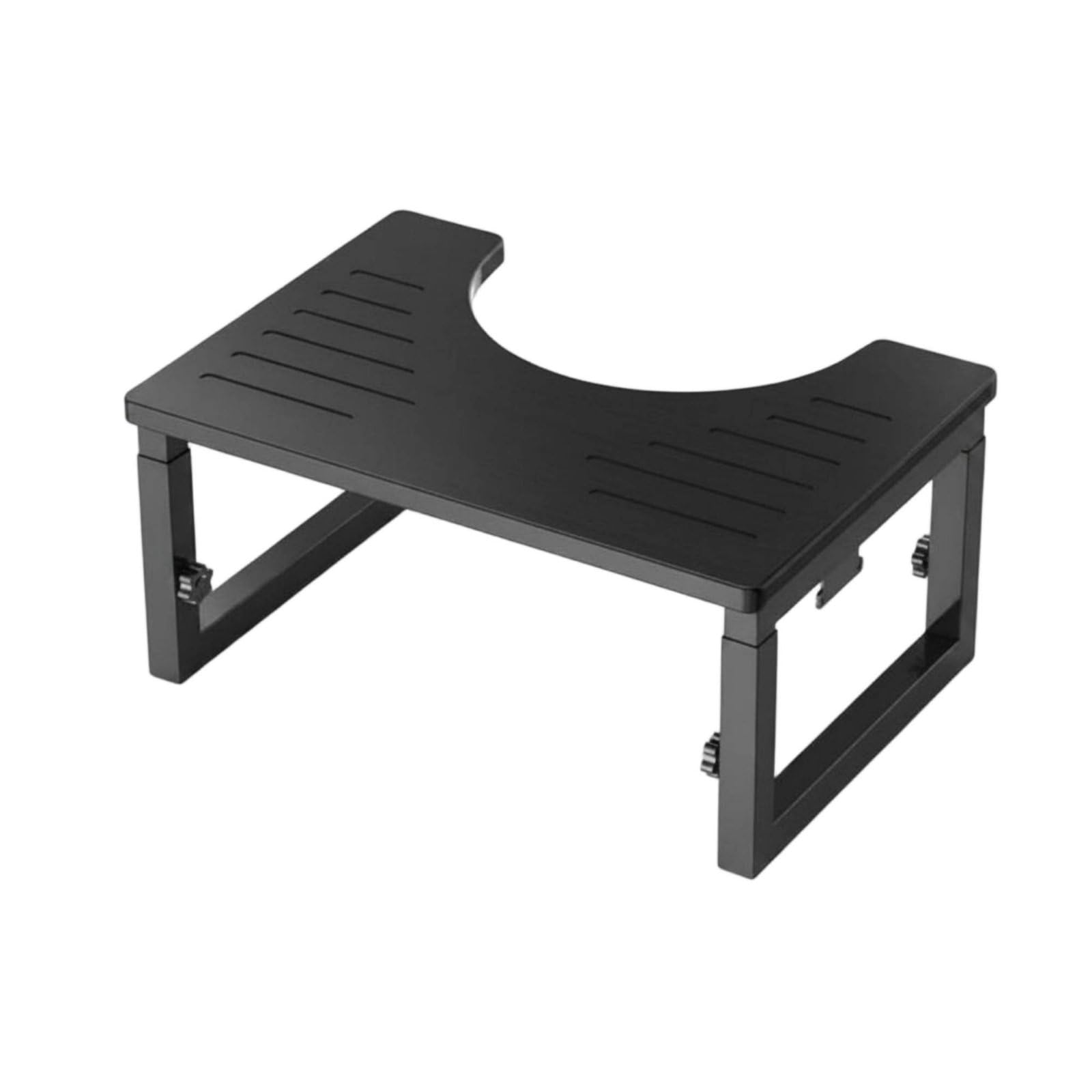Sgabello Pieghevole per WC Sgabello da Toilette Poggiapiedi per Bagno Pedana Regolabile in Legno E Acciaio Chiusura Rapida Stoccaggio Ordinato Postura, Nero