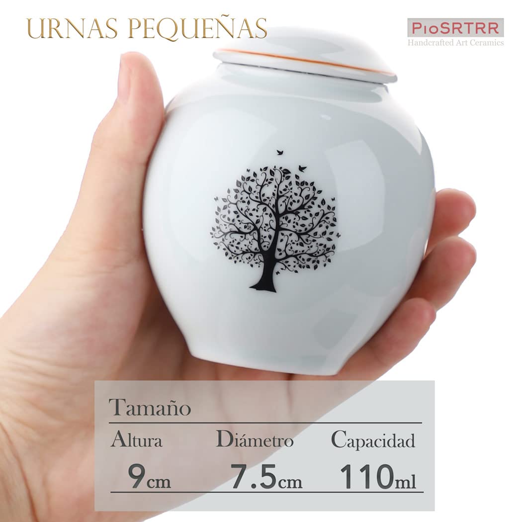 Urnas para Cenizas pequeñas,Mini urnas de cerámica de Adultos/Mascotas(Árbol de la Vida)