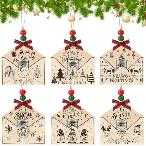Porte-billets de Noël en bois idéal pour cadeaux d'invités et fêtes d'hiver