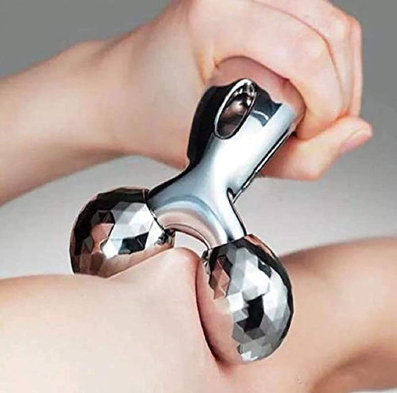 Nikrim™ 3D Mini Manual Massager 360 Rotate Roller Face Body Massager for Skin Lifting Face Lifting Wrinkle Remover Facial Massage Relaxation and Skin Tightening Tool for Unisex, Silver 2