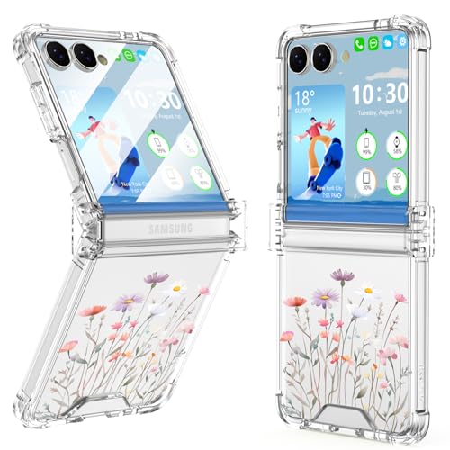Coque Samsung Galaxy Z Flip 7 antichoc transparente motif floral pour femme