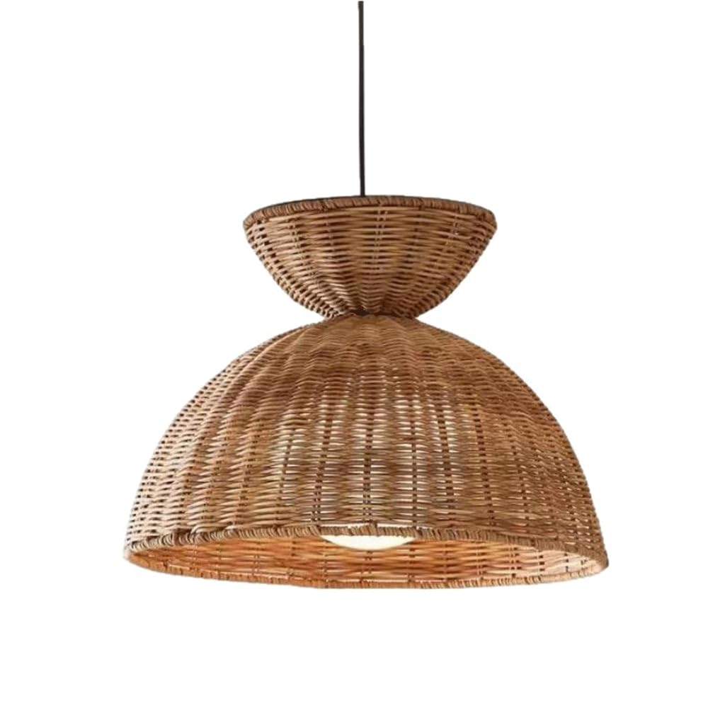 Wabi-sabi Style Restaurant Lighting Fixture Hand Woven Bamboo Rattan Lampshade Hanging Light Retro Pastoral Style Kitchen Island Entryway Pendant Lamp Farmhouse Natural Material Pendant Light YNAHZAOK