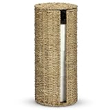 Graciadeco Stand Toilet Paper Storage with Lid Spare Extra 3 Rolls of Toilet Tissue Holder Free Stan