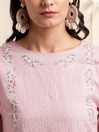 Image of MIRCHI FASHION Women's Straight Fit Rayon Sequins Embroidered and Polka Dots Printed Kurti Only