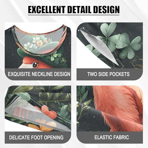 senya Short Sleeve Pajamas Sets Summer Cotton Sleepwear Pink Flamingo Green Hat4