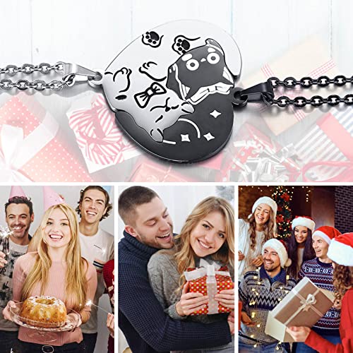 Hisatan Stainless Steel Yin Yang Pet Cat Puzzle Piece Matching Couple Pendant Necklace,Animal Lover Gift,Cat Necklace A #TOP4