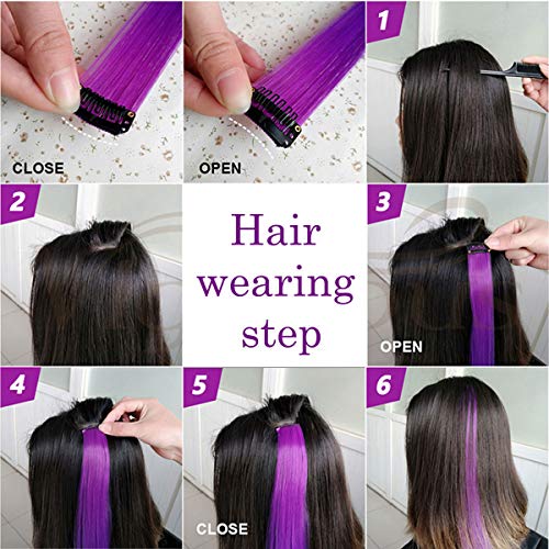 Sararhy 16 Pcs 21” Colored Hair Extensions,Colourful Clip On/In Hair Extensions Party Highlights Colored Synthetic Straight Hairpieces For Girls Woman (Smoke Pink,Pink,Purple,Red) #TOP5
