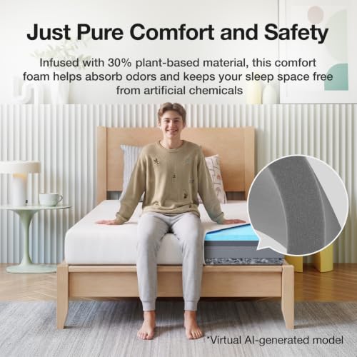 Image of Novilla Twin Mattress, 5 Inch Twin Size Mattress in a Box, Gel Memory Foam Mattresses for Cooling Night Sleep, Pressure Relief, CertiPUR-US Certified