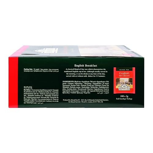 Miniatura 4 de Ahmad Tea Black Tea, English Breakfast Teabags envueltas individualmente en papel de aluminio, 100 unidades - Sin cafeína y sin azúcar