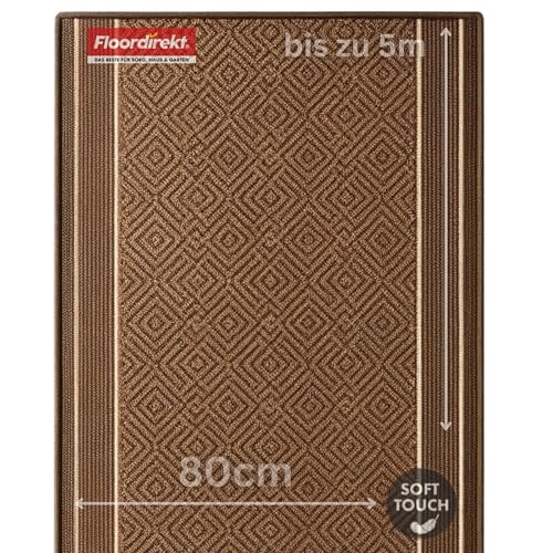 KARAT Premium Teppichläufer mit Muster - 80 x 200 cm, Braun - Modernes Rauten-Design - Teppich - Läufer für Küche, Flur & Wohnraum - Flurläufer Küchenläufer Flurteppich (Olymp)