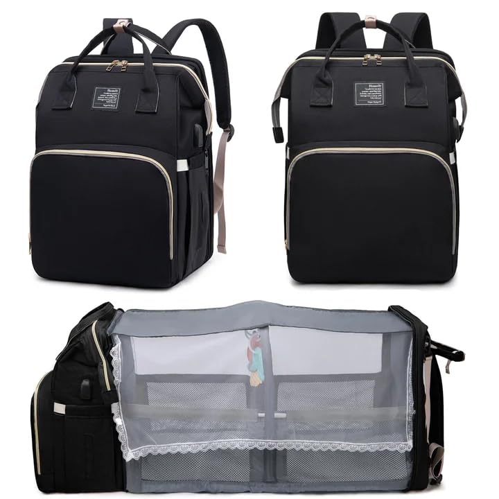 Image of Black boy Diaper Bag Backpack: Baby toddler Bags with Changing Station for Women Men Girls Mom Dad Large Travel Backpack Pañaleras Modernas Para Bebe Niña Niño Newborn Essentials Baby New Born Gift