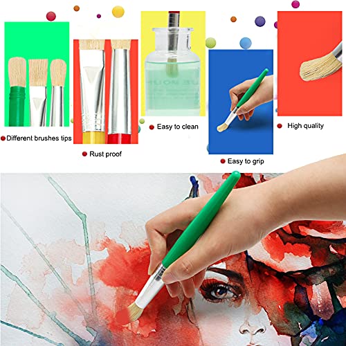 12Pcs Paint Brushes For Kids, Mcpinky Toddler Paint Brushes Large Chubby Paintbrushes Preschool Paint Brushes For Washable Paint Acrylic Paint Yellow #TOP3