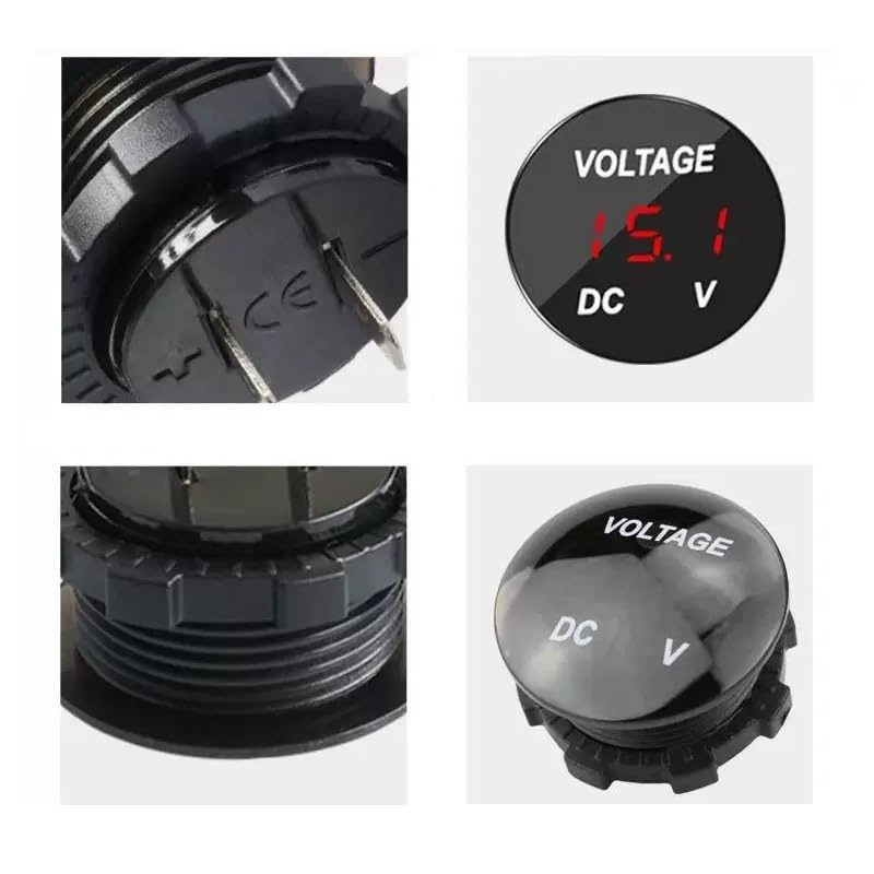 Voltmetro Digitale A LED 12V-24V Per Moto E Auto - Impermeabile Con Display Bianco ZY - 2