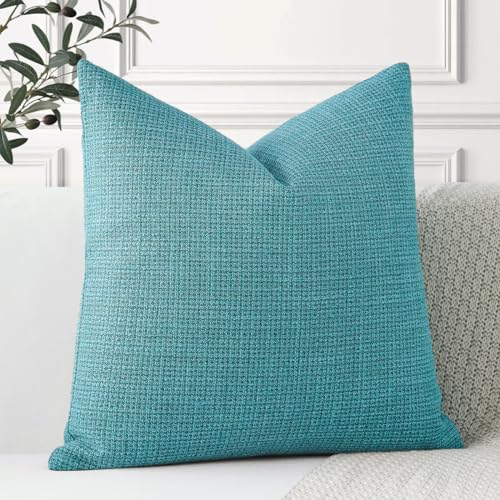 Artscope Linen Cushion Covers Set of 1 Decorative Square Pillowcase Pillow Cover 18x18 Inch for Home Decor Sofa Bedroom Car 45x45cm Turquoise - Image 4
