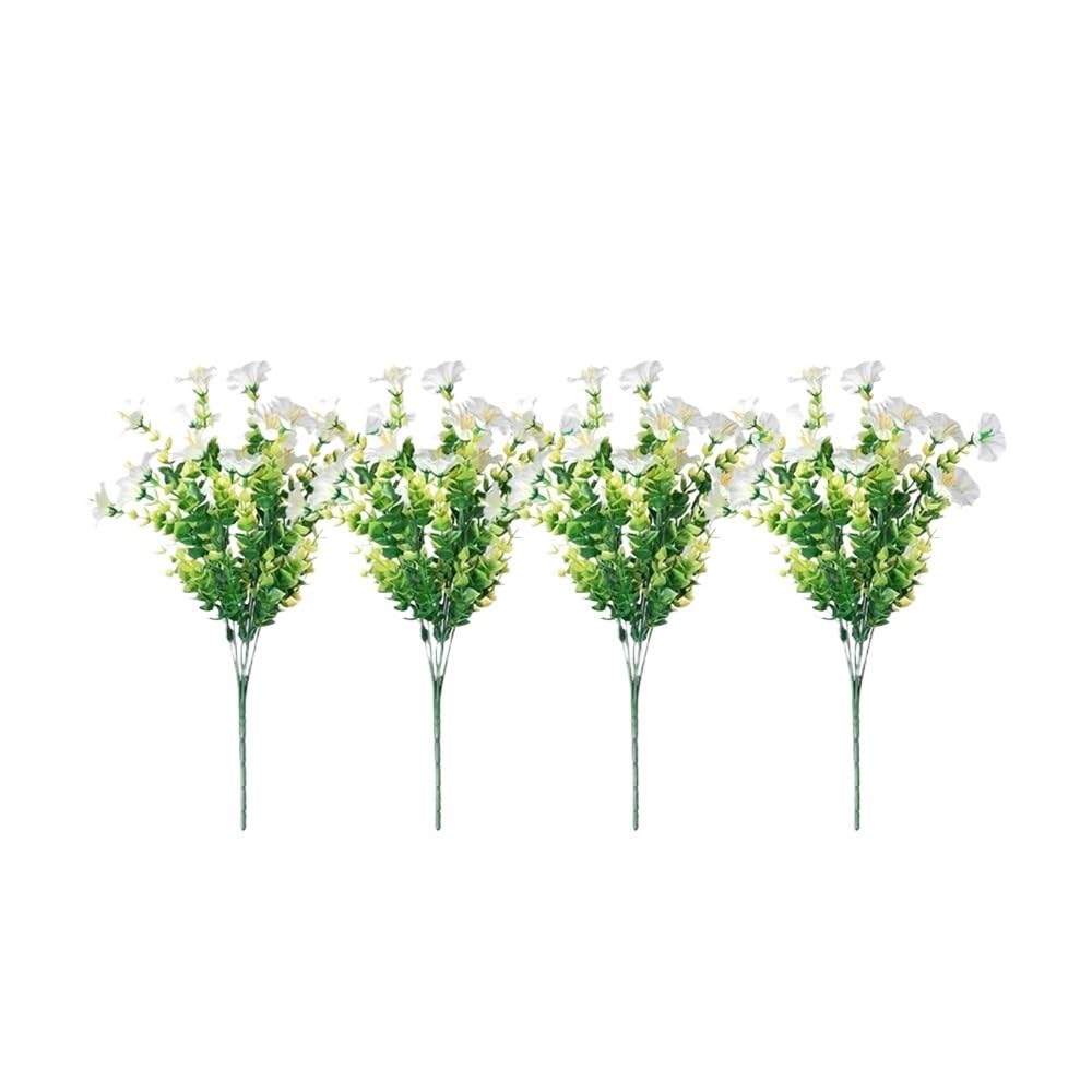 LIANXIBAG 4PCS Artificial Morning Glory Flowers Outdoor Decoration Plants For Porch Farmhouse Garden Home Yard(White)
