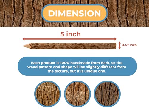 BSIRI Pencil Wood Graphite Wooden Tree Rustic Twig Pencils Birch of 12 Camping Lumberjack Decorations Party Supplies Novelty Gifts Bark Pencils Gifts for Kids in Classroom