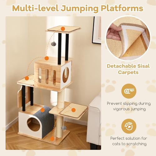 Tangkula Modern Cat Tree torre para gatos multi-nivel miniatura 6