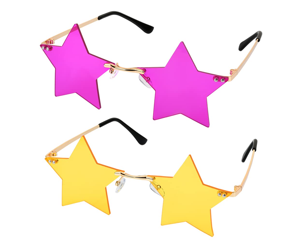 PLAY BLINGStar Sunglasses Set of 2 Fun Pentagram Disco Glasses Party Glasses for Cosplay/Concert