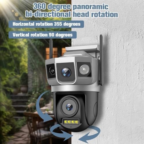 Image of securinnov 6MP WiFi Dual Lens Outdoor PTZ CCTV Camera | 360 Rotation | Color Night Vision | Motion Detection | Two-Way Audio | Wireless Home Security with Mobile App V380 Pro (New Dual Lens PTZ)