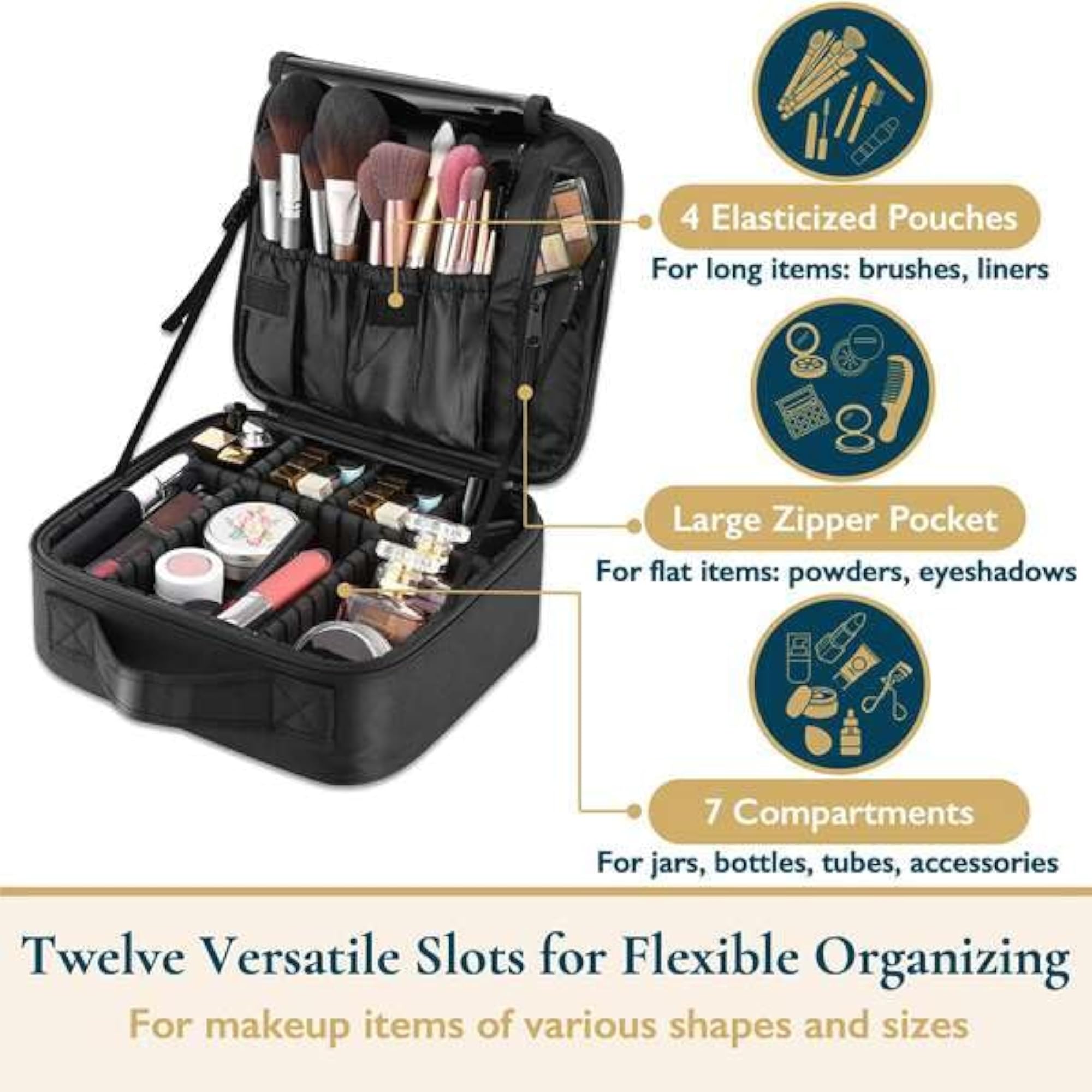 Large Travel Cosmetic Bag for Women, Makeup Case