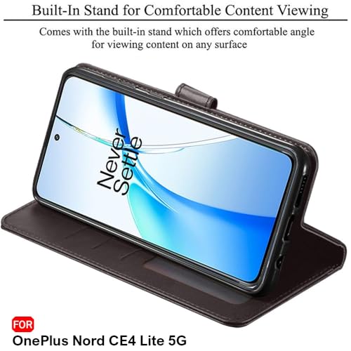 Image of TheGiftKart Flip Back Cover Case for OnePlus Nord CE 4 Lite 5G | Dual-Color Leather Finish | Inbuilt Stand & Pockets | Wallet Style Flip Cover for OnePlus Nord CE4 Lite (Faux Leather, Coffee & Brown)