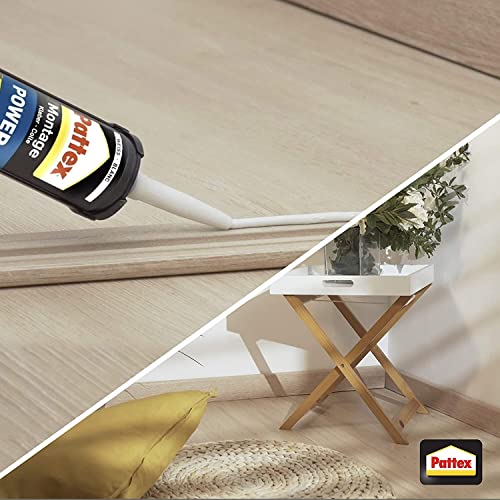 Pattex Montagekleber Power, Baukleber mit starker Anfangshaftung, Kraftkleber für saugende Materialien, Kleber für innen & außen, 1 x 370g – Bild 5