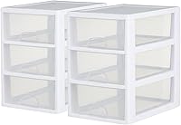 Sterilite 6 Qt Stacking Drawer 6-Pack - Clear Stackable Plastic Storage Organizers, White Frame for Closet, Crafts, Clothes & Shoes