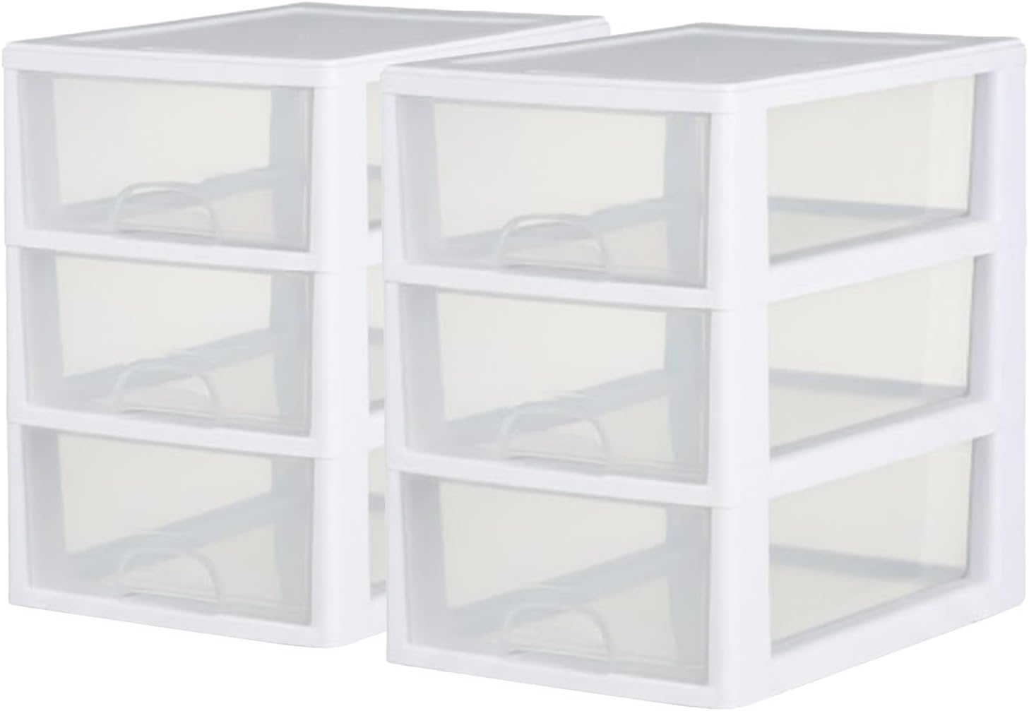 6-Pack Stacking Drawer, Clear Storage Closet Organizer, 6 Quart, White Frame - Stackable Plastic Drawers and Containers for Bedroom, Clothes, Dresser, Vanity, and Makeup Organization