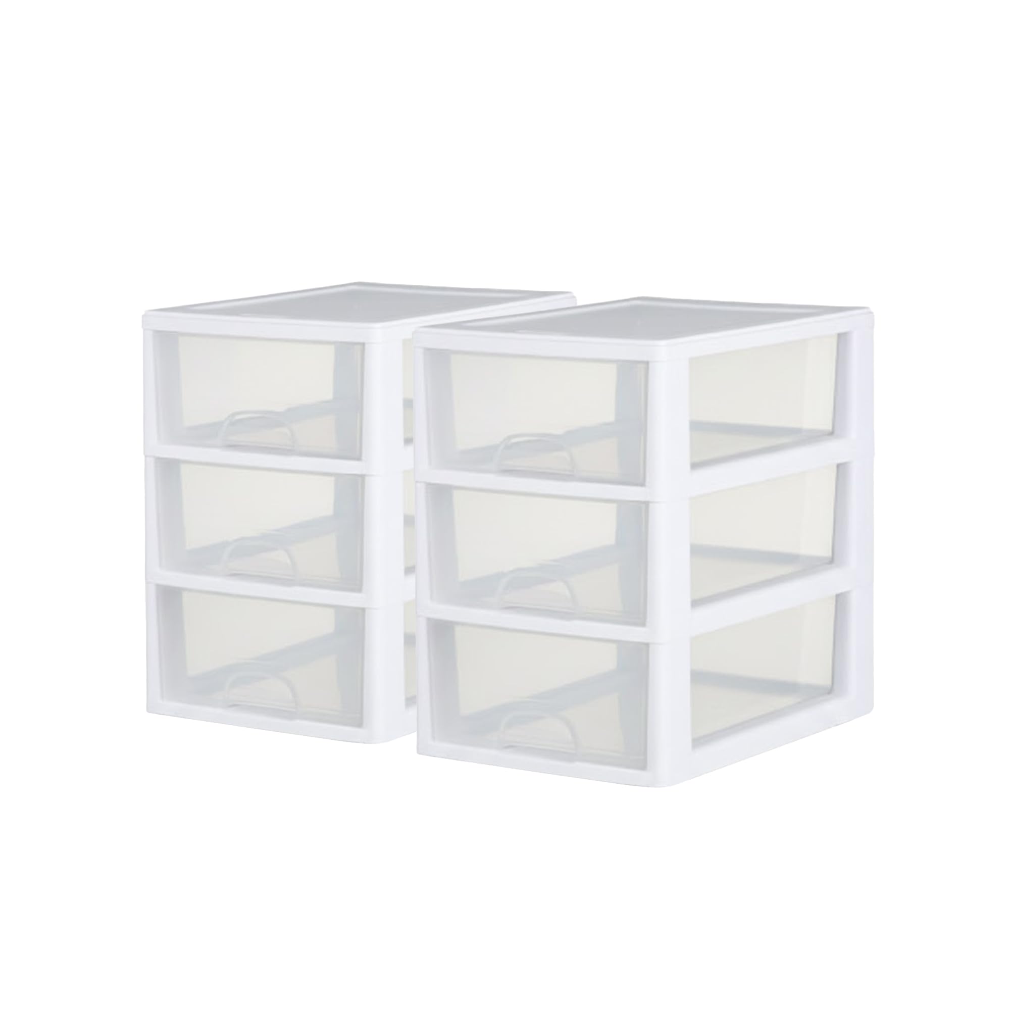 6-Pack 6 Quart Stacking Drawer, Clear Storage Closet Organizer, White Frame - Stackable Modular Plastic Drawers for Clothes, Accessories, Craft Supplies, Shoes or Linens