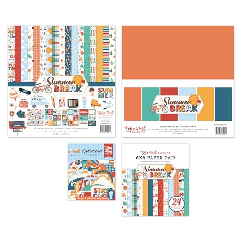 Summer Break Classic Bundle Art Craft Kit with Collection Kit Solids Kit Ephemera and 6x6 Paper Pad