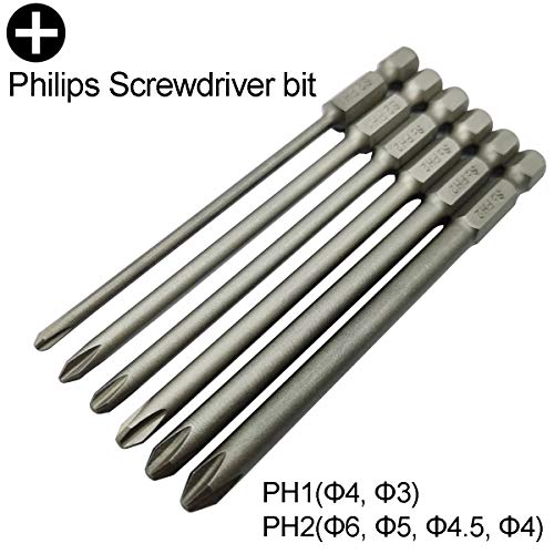 Ydlqwcz Long Slotted Head And Cross Phillips Screwdriver Bit Sets With 1/4 Inch Hex Shank 4 Inch Lenght 4Pcs Slotted Head And 6Pcs Philips Cross Head Screw Driver Bits (10Pcs Slotted + Cross 100Mm) #TOP3