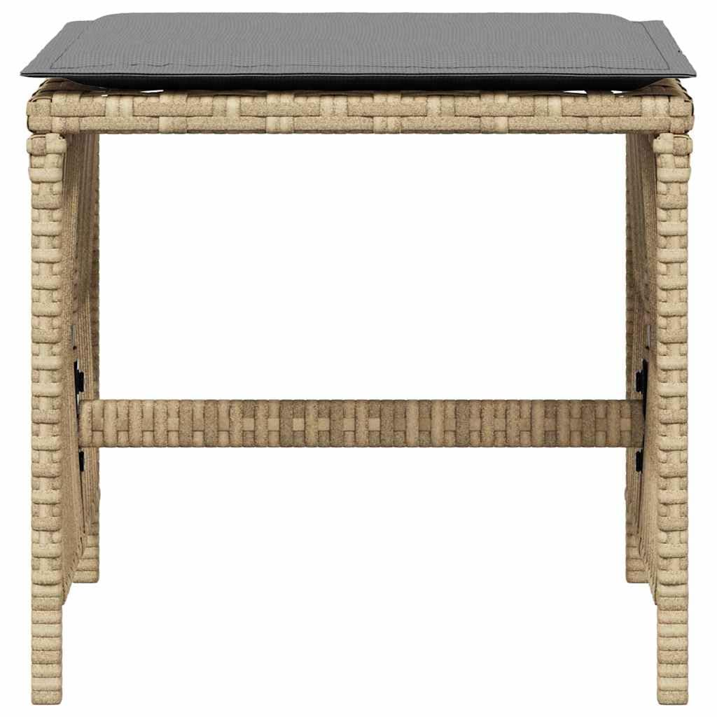 Taboret ogrodowy zestaw 4 poduszek z polirattanu 41 x 41 x 36 cm