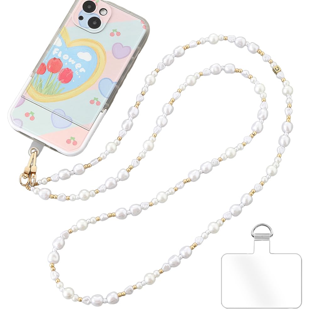Amazon.co.jp: [Turkalla] スマホストラップ パールチェーン