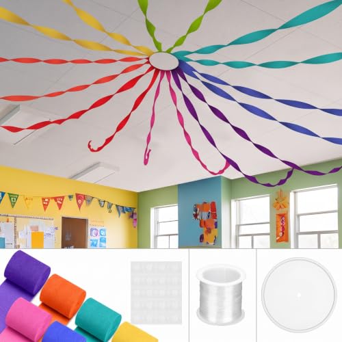 16 Rolls Rainbow Crepe Paper Streamers 528 ft