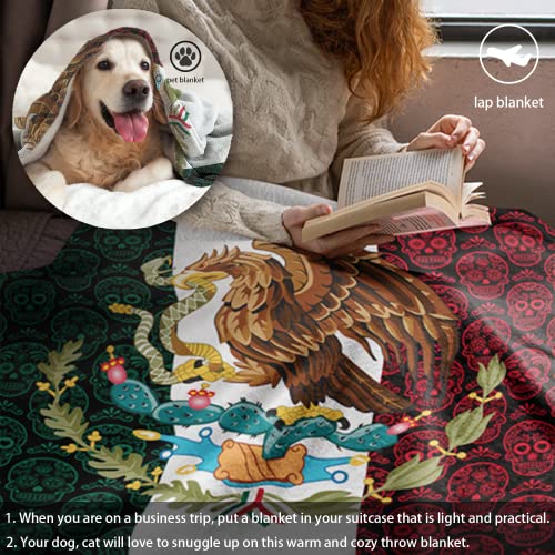 Ultra Soft Mexico Sugar Skull Flag Blanket Microfiber Plush Blanket Gifts For Men Women Warm Cozy Fuzzy Throw Blanket For Bed And Couch 60'' X 80'' #TOP4