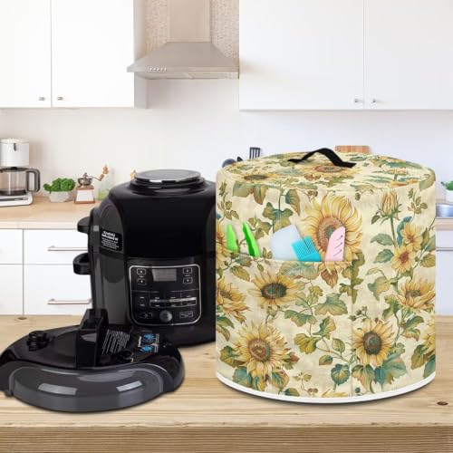Image of Retro Sunflowers Patterns 3-Quart Air Fryer Dust Cover | Reusable Dustproof Gadgets for Use in All Styles of Kitchens Decor Kitchen Accessories 8 Quart for Picnic