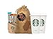 Starbucks Travel Coffee Reusable Recyclable Cups With Lids, Sleeves, Via Instant Coffee Sampler Gift Set Bundle With Burlap Bag, Rustic Gifts For Mom, Coffee Lovers, Birthdays, Anniversaries.