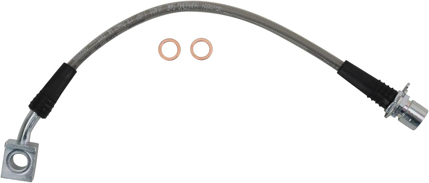 TRQ Rear Performance Brake Hose Set 2 Piece for 2007-2014 Cadillac Escalade 2007-2013 Escalade ESV EXT Chevrolet Avalanche Suburban 1500 Tahoe GMC Yukon XL 1500