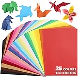25 Farben Origami-Papier 100 Blatt A4 70g/m² Buntpapier 21,0 x 29,7 cm Doppelseitig Bedrucktes Bastelpapier für DIY Kunsthandwerk Schulprojekte Kinder und Erwachsene UAP200D