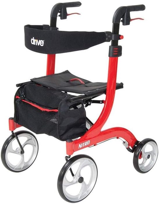 Drive Medical RTL10266-T Nitro Foldable Rollator Walker with Seat, Red : Health & Household