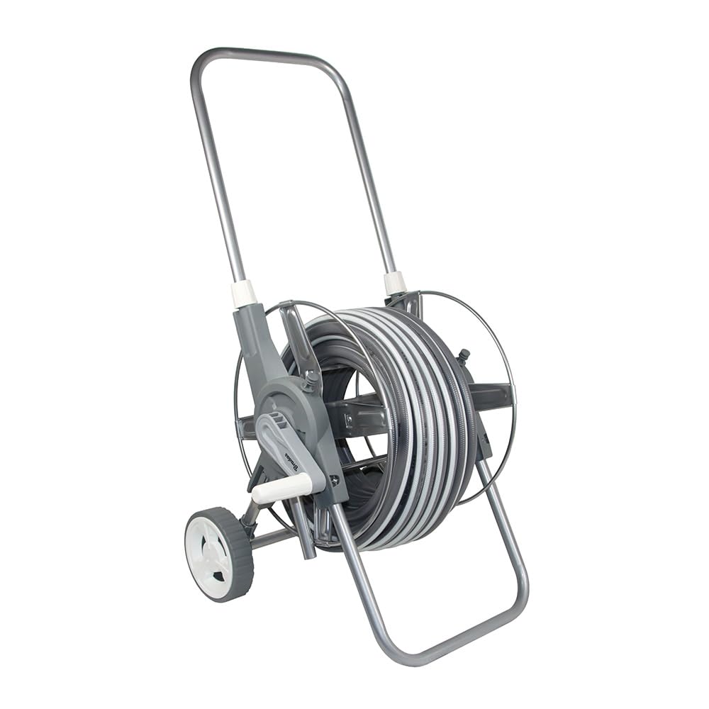 Bradas White Silver Plus Schlauchwagen Set 30m Wasserschlauch Gartenschlauchwagen 2402, Grau, 56x46x42 cm