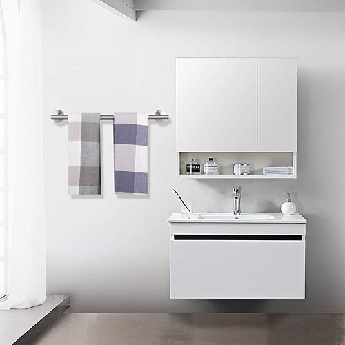 Miniatura 3 de BEIGEEWY Toallero de baño de 18 pulgadas SUS 304 de acero inoxidable, accesorios de baño modernos montados en la pared, acabado pulido